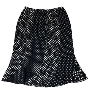Liz Claiborne Skirt Womens 6 Silk Black White Polka Dot A Line Knee Length Y2k - Picture 1 of 9
