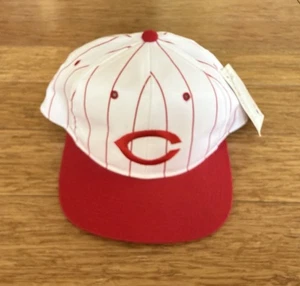 Vintage Cincinnati Reds Mütze Snapback MLB weiß Nadelstreifen Outdoor Kappe Marke neu mit Etikett - Bild 1 von 15