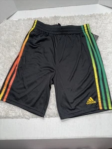 Adidas Black Basketball Pocket Shorts With Multi Color Stripes Size 10/12 - Picture 1 of 6