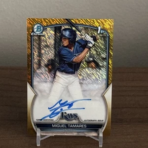 2023 BOWMAN CHROME PROSPECT AUTO GOLD SHIMMER /50 CPAMT MIGUEL TAMARES RAYS - Bild 1 von 2