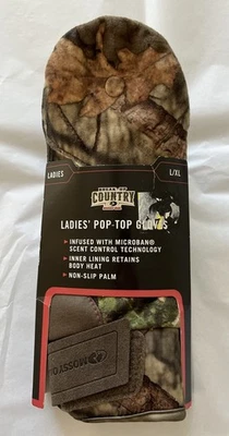 Mossy Oak Break-Up Country Ladies Pop-Top Gloves, L/XL Size MOCTRY NWT - Image 1 of 3