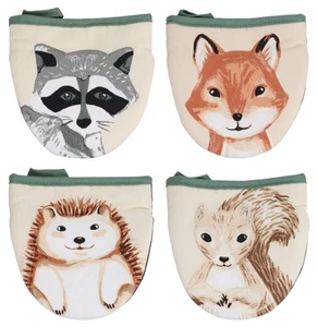 4 mini guantes de horno diferentes con goma (5,75 x 5,75") erizo, ardilla, mapache, zorro, gr - Imagen 1 de 24