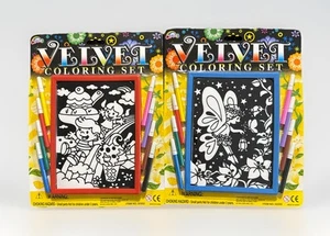 2 Velvet Coloring Poster Set Kits With 8 Markers & Frames 8x6” Ice Cream Fairy - Picture 1 of 4