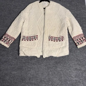 Giacca donna vintage ricamata mango grande panna nera boxy folk ricamata - Foto 1 di 18