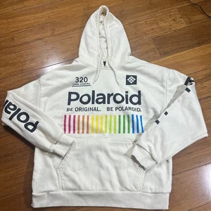 Urban Outfitters Polaroid Sweatshirt Mens Large Beige Hoodie Long Sleeve Adult - Picture 1 of 13