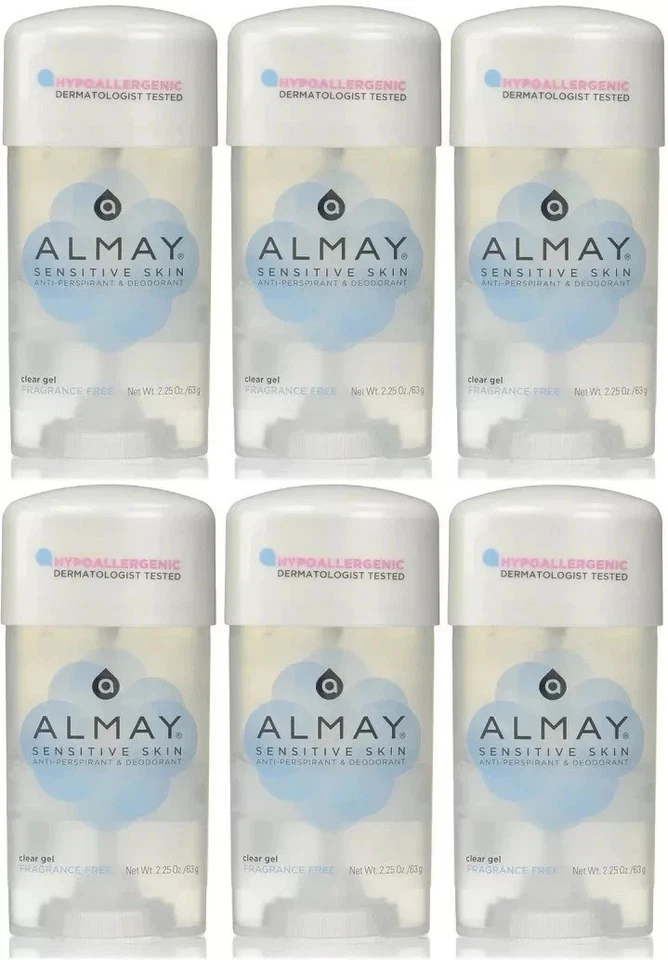 6 Pack Almay Anti Perspirant Deodorant Fragrance Free Clear Gel 2.25 Oz Free Del - Image 1 of 1