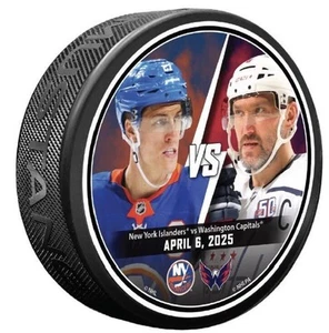 NY Islanders vs. Capitals Alex Ovechkin 895 April 6th Captain Matchup Puck - Picture 1 of 1