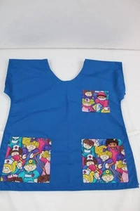 CHILD MAKE BELEIVE MEDICAL SCRUB TOP~GIRL~COTTON~DRESS UP~HALLOWEEN SZ 4-8~BLUE - Picture 1 of 4