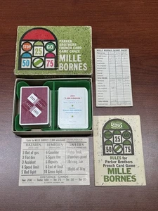 1962 Parker Brothers MILLE BORNES French Card Game Craze *Missing 1 Scorecard* - Bild 1 von 13