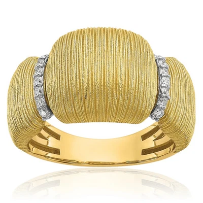 Anillo llamativo de diamantes de oro macizo de dos tonos de 18 quilates Foto 1 de 2