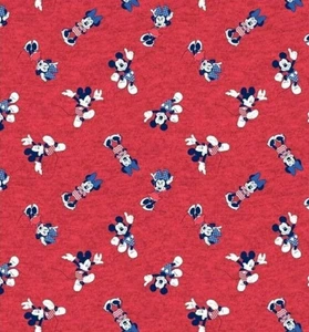 Springs Creative Patriotic Mickey and Minnie Toss Red By the Yard - Picture 1 of 3