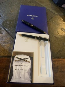 Waterman Expert Black & Gold Ballpoint Pen & Pencil Set In Honda Engraved - Picture 1 of 4