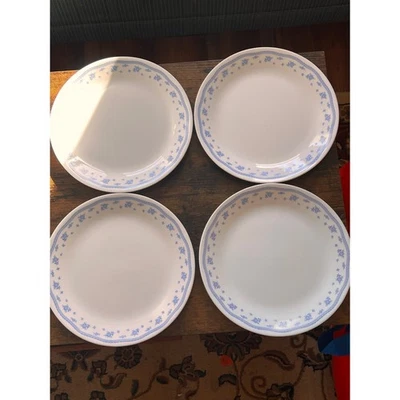 Juego de 4 platos de cena florales vintage Corelle Corning Morning Blue Foto 1 de 4