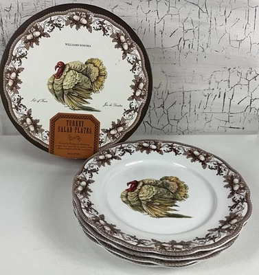 Williams Sonoma PLYMOUTH PAVO ENSALADA Juego /4 Acción de Gracias + CAJA Foto 1 de 4