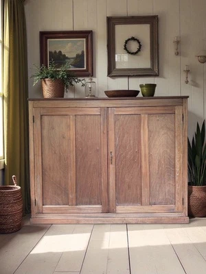 Large Antique Stripped Mahogany School Hall Larder Cupboard Cabinet Sideboard - Image 1 of 4