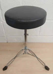 #MH902 Double Braced Solid Drum Throne Stool Padded Seat Chrome Black - Picture 1 of 5