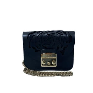 Auth FURLA Metropolis - Black Leather Shoulder Bag - Picture 1 of 10