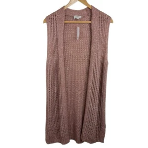 Ann Taylor Loft Women's Sleeveless Open Front Sweater Vest Size XL Pink NWT - Picture 1 of 7