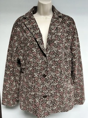 Blazer LL Bean Mujer Talla 12 Marrón Floral Pana Forrado Botón Chaqueta Acadamia Foto 1 de 4
