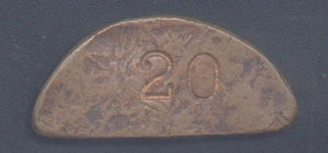 DOMINICAN REPUBLIC 20 HALF OVERSTAMP TOKEN on COIN NICE - Picture 1 of 1