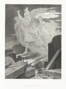 ULFFERS (*1819) nach SCHMITZ (*1825), Zerstörung Roms, Lith. Symbolismus Allegor - Bild 1 von 5