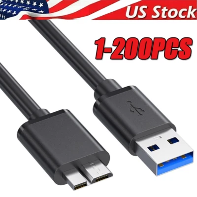 LOTE de cables micro USB 3.0 de alta velocidad sincronización de datos para disco duro externo Foto 1 de 4