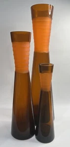 3 Vintage Mid Century Art Glass Vases - 18.5”and 14.5" (Small Chip) and 10.5" - Picture 1 of 4
