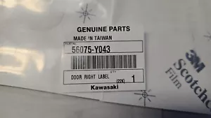 Kawasaki 56075-Y043 Door Right Label Genuine OEM New - Picture 1 of 1