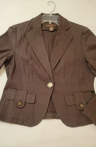 Bandolino Brown Blazer Womens Medium Cropped Long Sleeve Business Casual Ladies - Picture 1 of 14