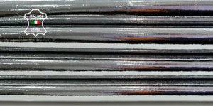 METALLIC SILVER MIRROR CRINKLED Strong Lamb Leather 2 skins 12+sqf 0.8mm #C4016 - Picture 1 of 7