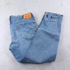 Levis 502 Jeans Mens 38X32 Blue Light Wash Slim Fit Tapered Denim Adult Pants