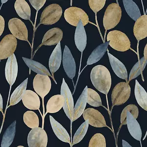 Gold Leaf Vintage Peel and Stick Wallpaper Black Contact Wall Paper Removable Vi - Picture 1 of 12