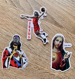 Jesucristo JC Luchador Air Jordan Divertido Calcomanía Premium Pegatina Pared Botella Coche - Imagen 1 de 5