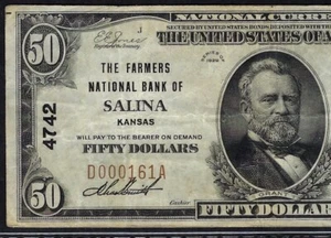 🇺🇸 KS 1929 $50 ♚♚SALINA, KANSAS♚♚ PCGS VERY FINE 30 HARD TO FIND - Picture 1 of 3