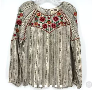 Savanna Jane Bohemian Embroidered Printed Floral Blouse Size Medium - Picture 1 of 5