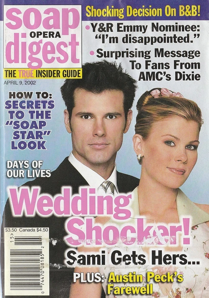 Soap Opera Digest April 9, 2002 ALISON SWEENEY-AUSTIN PECK-EVA LONGORIA-K MONACO - Image 1 of 1