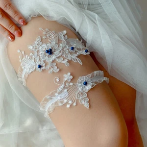 2x Bride Garters Bridal Lace Pearl Leg Loop Thigh Ring Wedding Dress Accessories - Picture 1 of 14