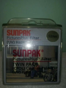 52MM TWIN PAK (SUNPAK BRAND) FILTER NEW! CIRCULAR POLARIZER & UV HAZE - Picture 1 of 5