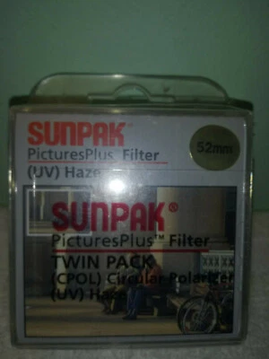 52MM TWIN PAK (SUNPAK BRAND) FILTER NEW! CIRCULAR POLARIZER & UV HAZE - Image 1 of 4