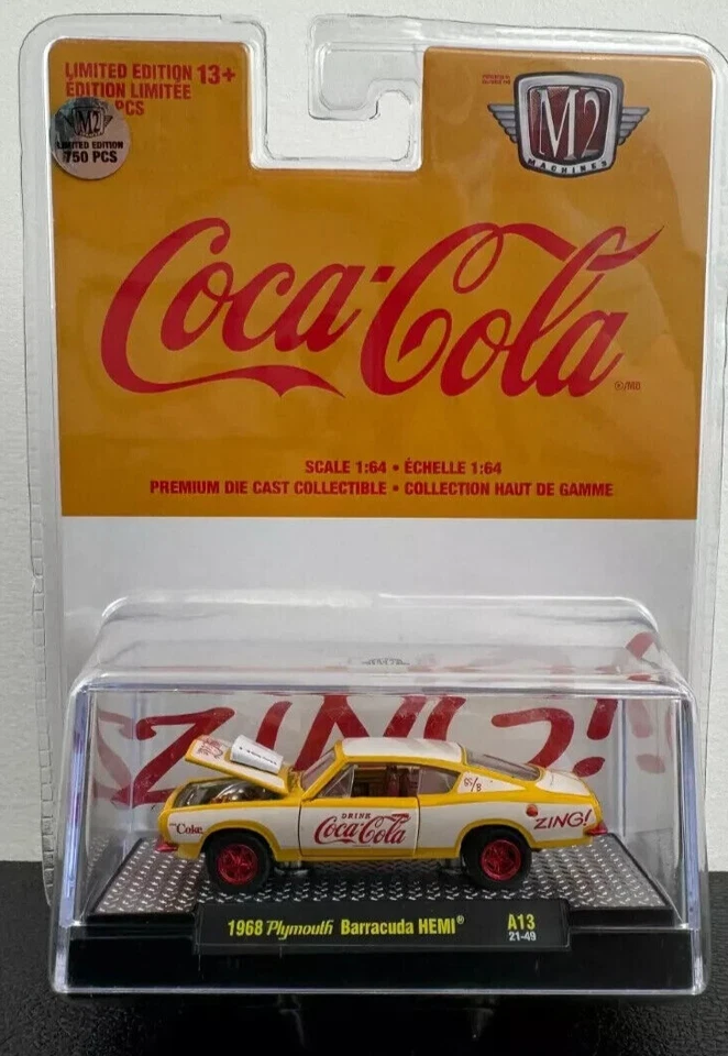 M2 Machines 1968 Plymouth Barracuda HEMI Coca-Cola ZING! Chase - A13, 21-49 - Image 1 of 1