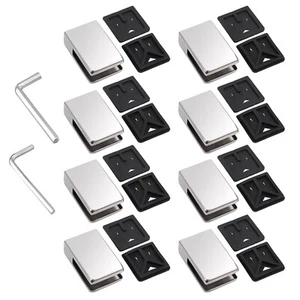 Glass Clamp Clip Bracket Stainless Steel Holder Flat Back for Handrail 11/12mm - Picture 1 of 11