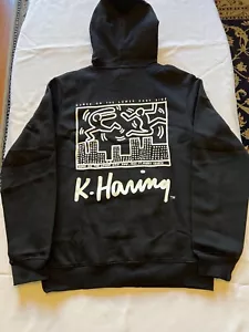 FELPA CON CAPPUCCIO KEITH HARING stampa fronte e retro nuova con etichetta S, M, L, XL, XXL NUOVA CON ETICHETTE - Foto 1 di 9