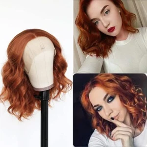 Ginger Copper Red Lace Front Wigs Short Wavy Wigs for Women Cosplay Halloween US - Picture 1 of 6