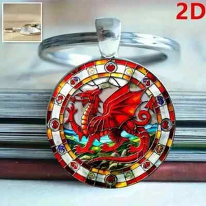 Welsh Dragon Wales Vintage Vibrant Handmade Fashionable Keyring Handcrafted Gift - Afbeelding 1 van 3