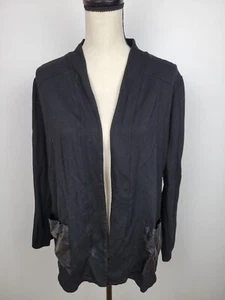 Weekends by Chico Women's Black Long Sleeve Open Cardigan/Blazer, Size 2 - Picture 1 of 3