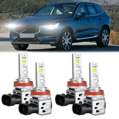 For Volvo XC60 2010-2018 Combo 4x H11+H11 LED Headlight Bulbs High Low Beam - Изображение 1 из 4