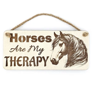 Horses Are My Therapy Sign Decorative Plaque | With Cute Funny Saying Gift Idea - Picture 1 of 12