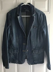 New York And Company Jacket Womens Size 8 Denim 99% Cotton Blue - Picture 1 of 3