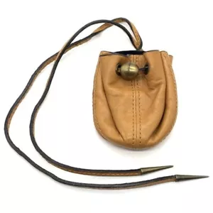 GIVENCHY Drawstring Bag Charm Mini Accessory Pouch Sheepskin Leather Brown - Picture 1 of 5