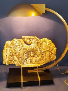 Erhabene Kunstlampe Bronze und Messing 1970 gleich Lampe Charles Jansen - Bild 1 von 15